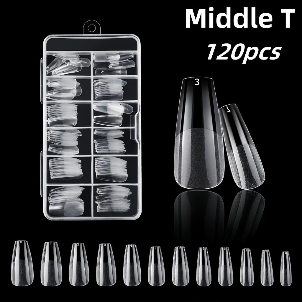 120Pcs Semi Matte Nail Patches Transparent Full Stick Ultra-Thin And Traceless Wearable Fake Nail Extension For Home Diy Salon