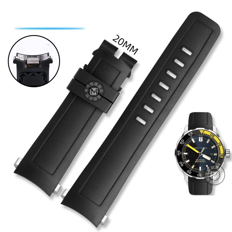 High Quality Fluoro Rubber Silicone Watch band Waterproof Black Watch Strap 22mm for IWC Aquatimer Family IW3768/3290/3568/3767
