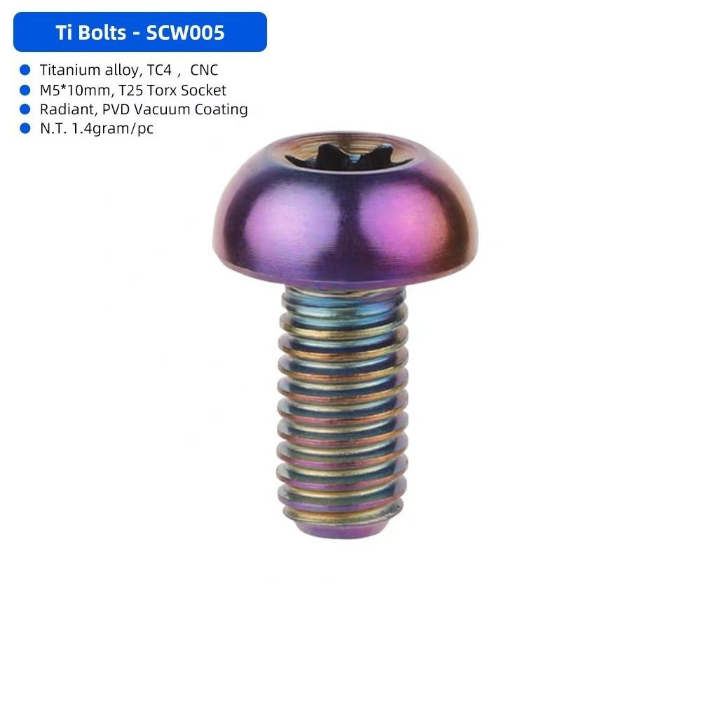 Титановый болт M5x10 Torx T25 Ультралегкий Вес Винты для тормозного диска велосипеда TC4 Титан Высокопрочный крепеж
