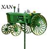 Tractor Windmill Sculpture Skeleton Riding Motorcycle Wind Spinner Decoration Metal Kinetic Weather-resistant Outdoor Garden Yard Patio Lawn