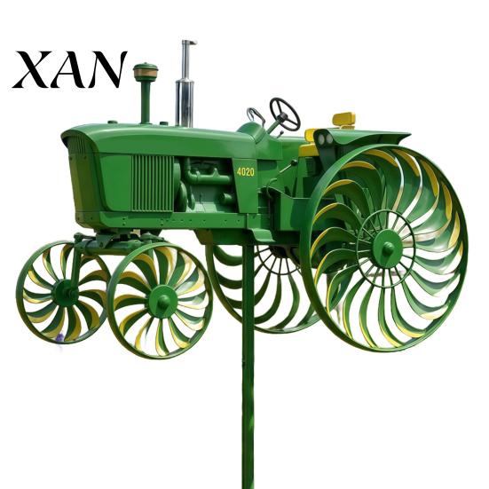 Tractor Windmill Sculpture Skeleton Riding Motorcycle Wind Spinner Decoration Metal Kinetic Weather-resistant Outdoor Garden Yard Patio Lawn