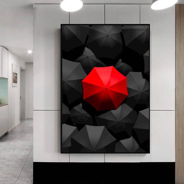 Картина на холсте в скандинавском стиле, Лондонская улица, черный, белый, красный, с изображением зонтика для гостиной, украшения стены дома, без рамки