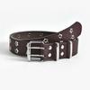 Hip Hop Rivet Belts Star Eyelet Waist Band Y2k Double Pin Buckle Waistband