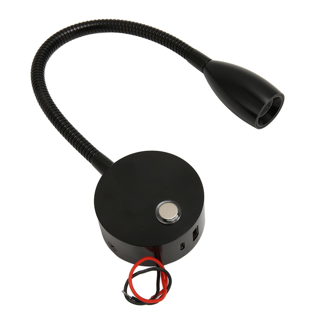 LED RV Gooseneck Bed Light with USB Port Type C Port Touch Control DC12?24V Soft Light RV Bedside