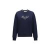 Round Neck Pullover Letter Print Breathable Long Sleeve Sweatshirt Women Sweatshirt Navy-Blue 24FRM306WGN2