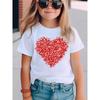 Summer fashion girls short-sleeved T-shirt red love element printed casual versatile top