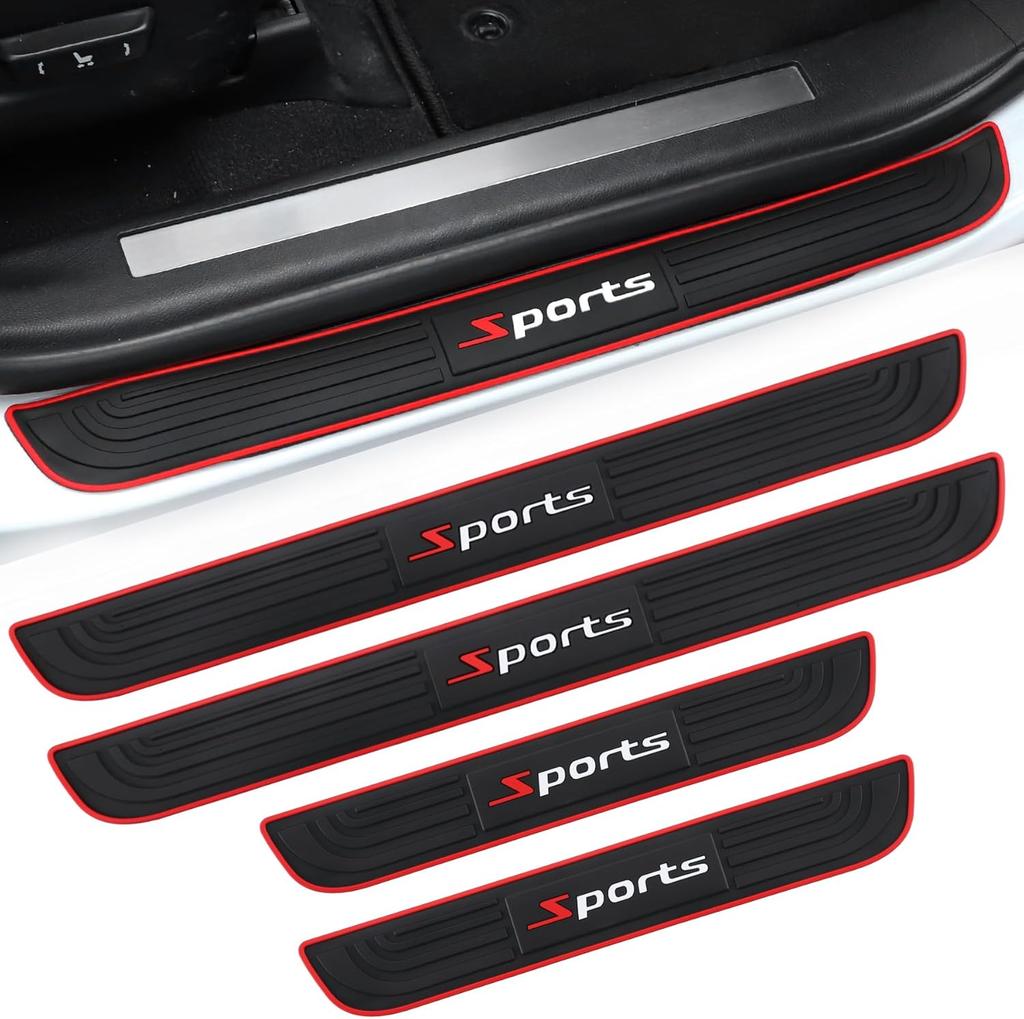 Car Door Threshold Protection, 4PCS Door Edge Step Dust Shield Cover, Car/SUV Universal Rubber Scratch Resistant Exterior Accessories