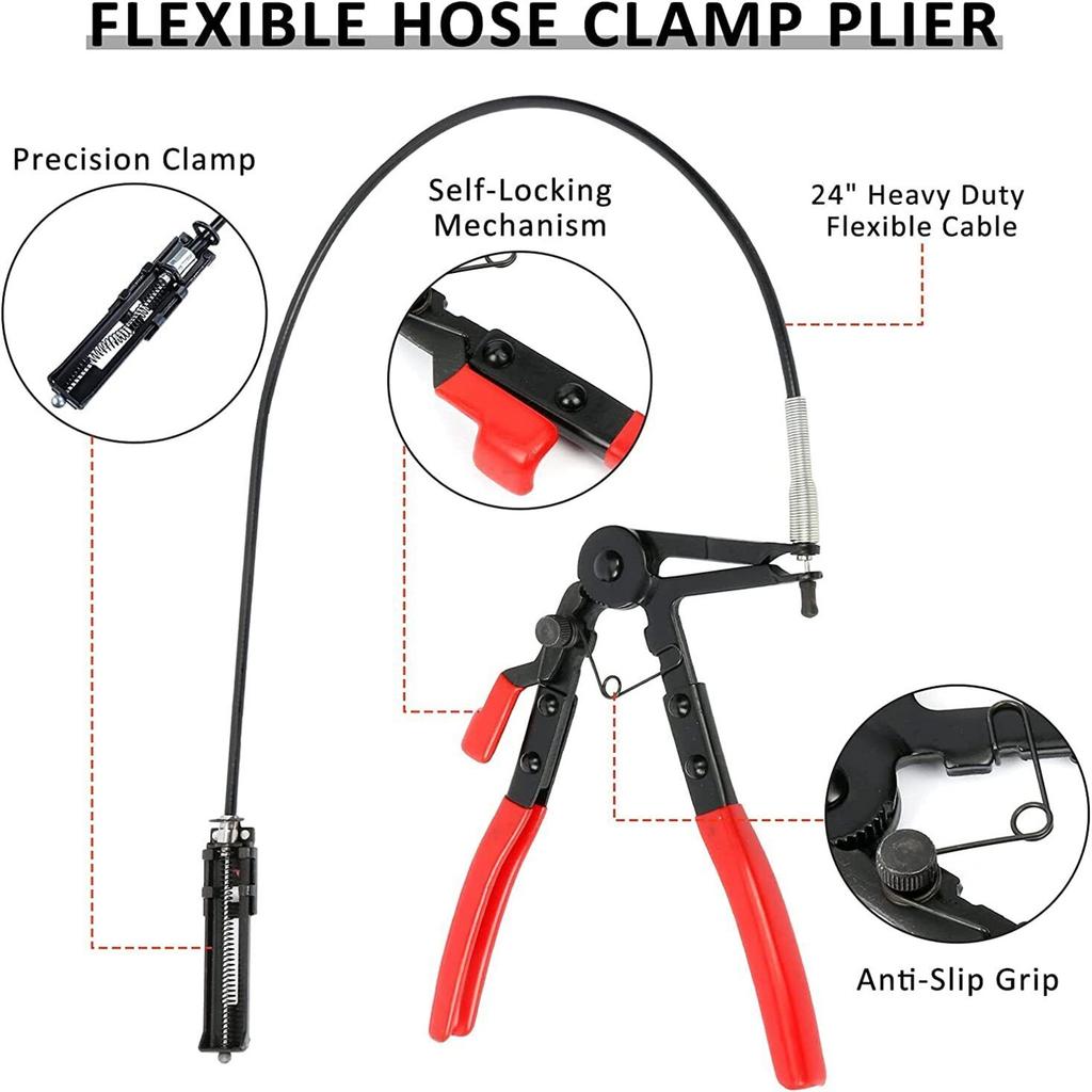 Hose Clamp Pliers Flexible Cable Type Swivel Pincer Clamps Repair Tools For Automotive Radiator Fuel Water