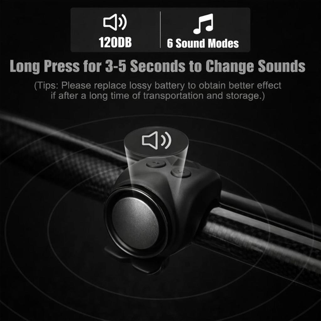 Electronic Bike Horn 120DB Fish - Shaped Mountain Bike Bells for Adults, Road Bicycle Bell with 4 Sound Modes and Waterproof,Fits 22.2-31.8mm