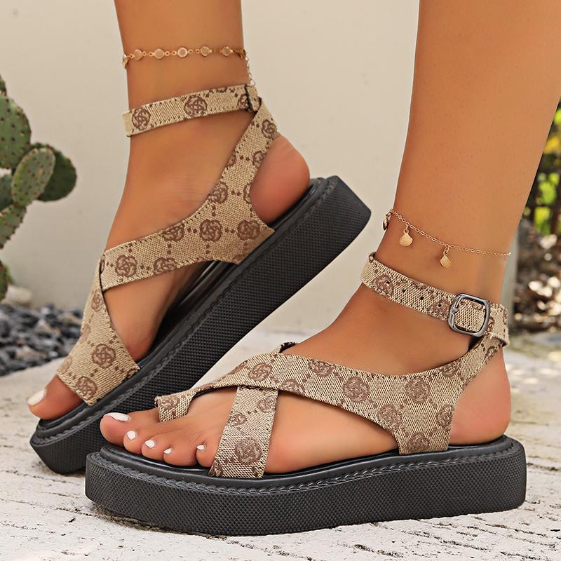 Сандалии на платформе с леопардовым принтом Lucyever, женские летние сандалии-гладиаторы с толстым носком и застежкой-молнией, женские римские туфли с ремешком на спине