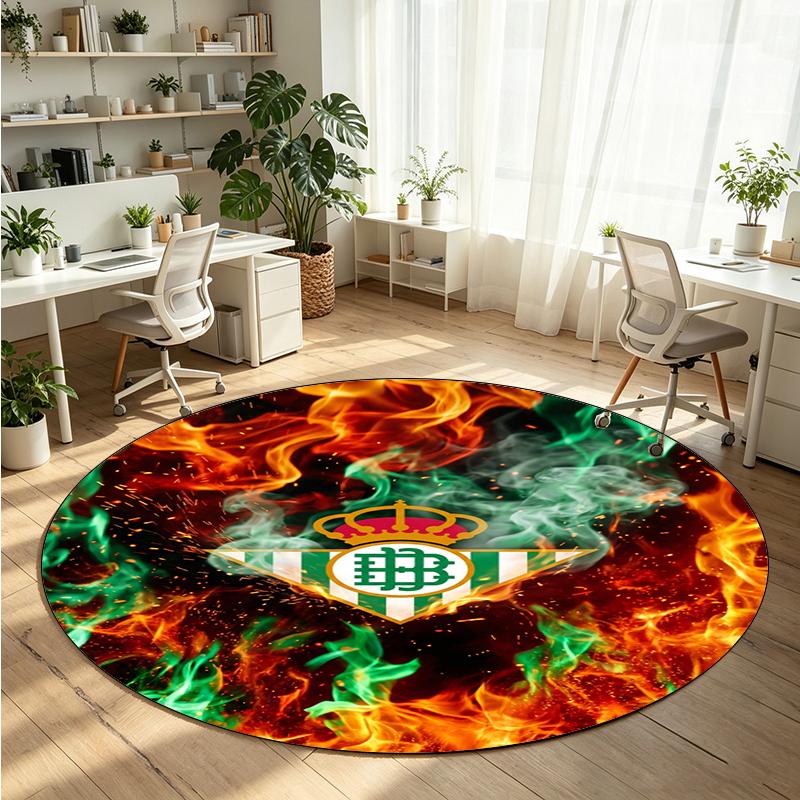 Real Betis Football Printed Round Crystal Velvet Rug Soft Non Slip Floor Carpet For Bedroom Holiday Gift