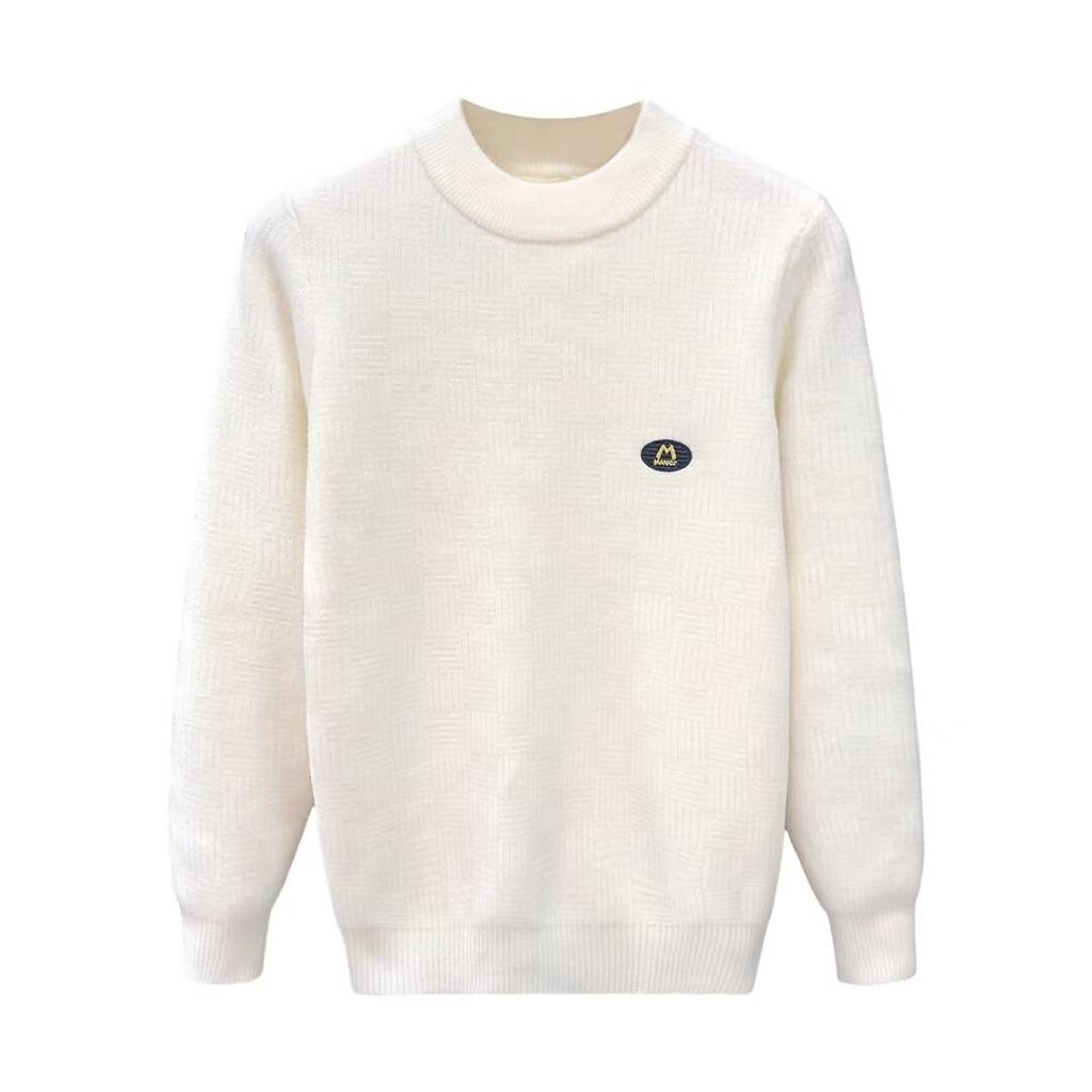 Цельный бархатный свитер, мужской утолщенный теплый мужской свитер на флисовой подкладке, модный круглый вырез, повседневная рубашка с вышивкой, модная