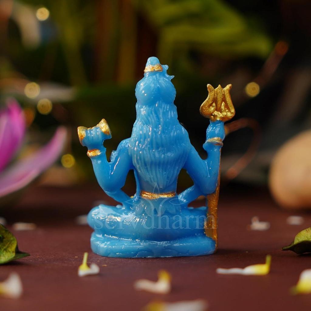 Resin Shiva Idol Decorative Figurine Shiv Statue Murti Height - 3.14 Inch (Blue Shiva Idol), Religious