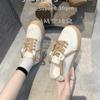 Two Women Wearing Thin Little White Shoes 2025 New Canvas Shoes Breathable Shoes with Skirts Half Drag and One Pedal Women's Shoes