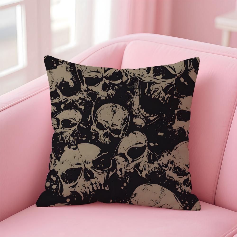 Gothic Skull Gothic Creepy Bloodcurdling Cushion Cover Pillow Case Soft Skin Friendly Fabric Concealed Zipper