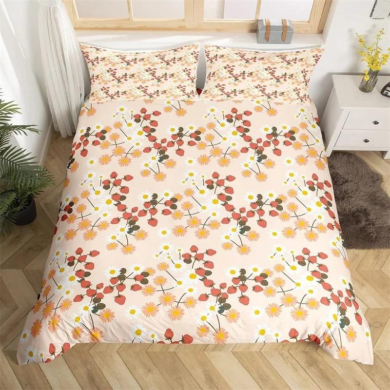 Комплект постельного белья Rustic Flower White из микрофибры с изображением листьев деревьев и цветов, комплект пододеяльников с 3D-принтом и наволочками, декор комнаты
