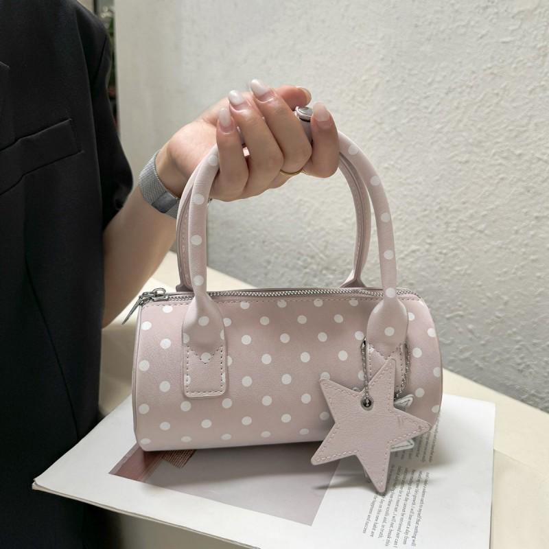 Korean Style Polka Dot Mini Tote Bag Women Small Round Cylinder Shoulder Crossbody