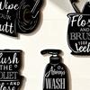 Simple Style Bathroom Decorations 4Pcs Black White Wall Decor, Wooden Art, Hand Sanitizer Toilet Toothbrush Rolling Paper Plaque Cup Signs,