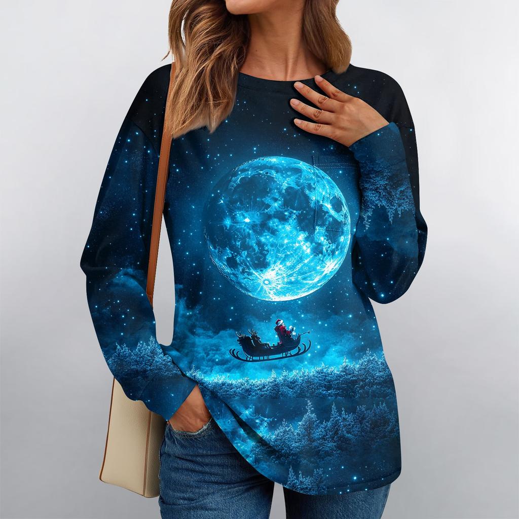 Женские рубашки с длинным рукавом, топы свободного покроя с круглым вырезом, повседневные осенние модные футболки, блузки с карманами, одежда