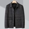 Осенне-зимняя двусторонняя шерстяная куртка для папы, деловой повседневный короткий кашемировый шерстяной пиджак в клетку, мужской топ