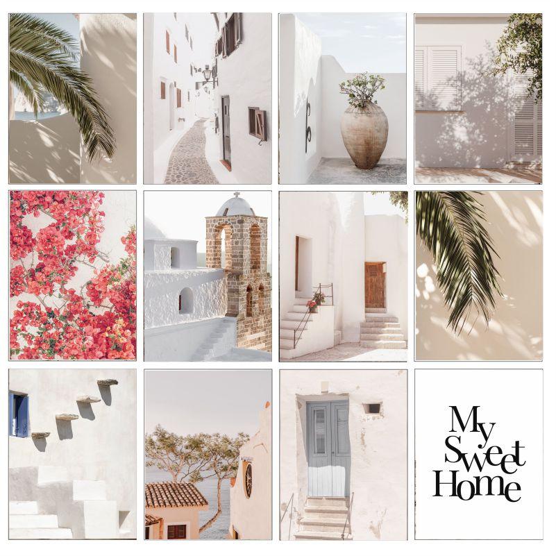 Плакат со зданием Средиземного моря, кокосовая пальма, Испания, деревня, пейзаж, настенная живопись на холсте, скандинавская картина, домашний декор для комнаты