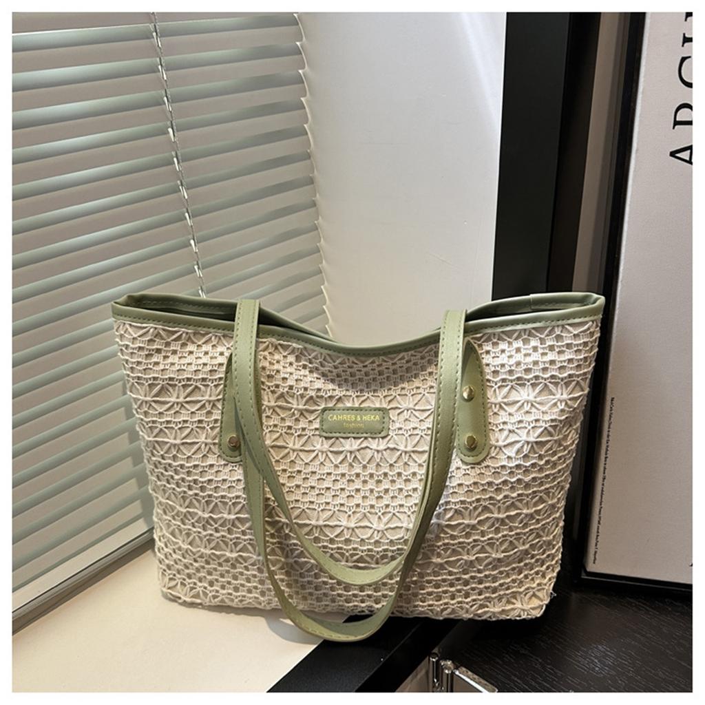 Свежий темперамент Модный дизайн Океаническая цветовая блокировка Соломенная текстура Сумка на одно плечо подмышку Женская