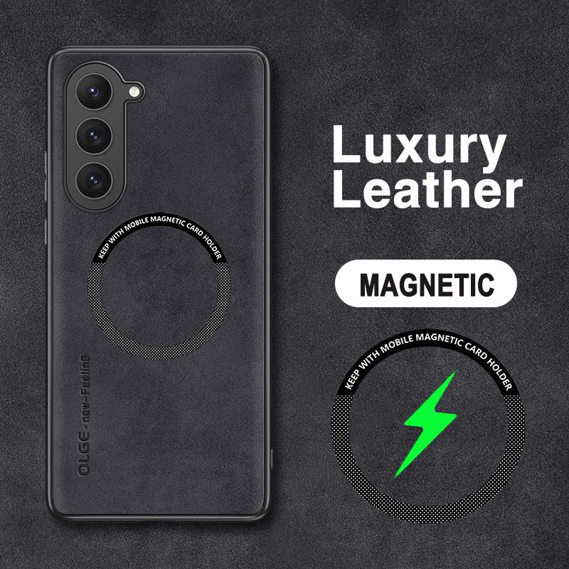 Магнитный кожаный чехол для Magsafe для Samsung Galaxy S23 S22 Ultra S21 FE S25 S24 Ultra Роскошный ударопрочный чехол с поддержкой беспроводной зарядки