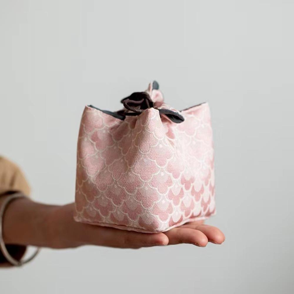 Chinese Style Tea Set Storage Bag Embroidered Multi-functional Teapot Cloth Pouch Portable Thickened Teacup Drawstring Bags