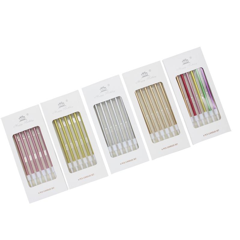 Тортовая свеча Гальваническое золото Серебро Металлическая текстура Длинный стержень Ретро карандаш Вечеринка по случаю дня рождения Красочная свеча