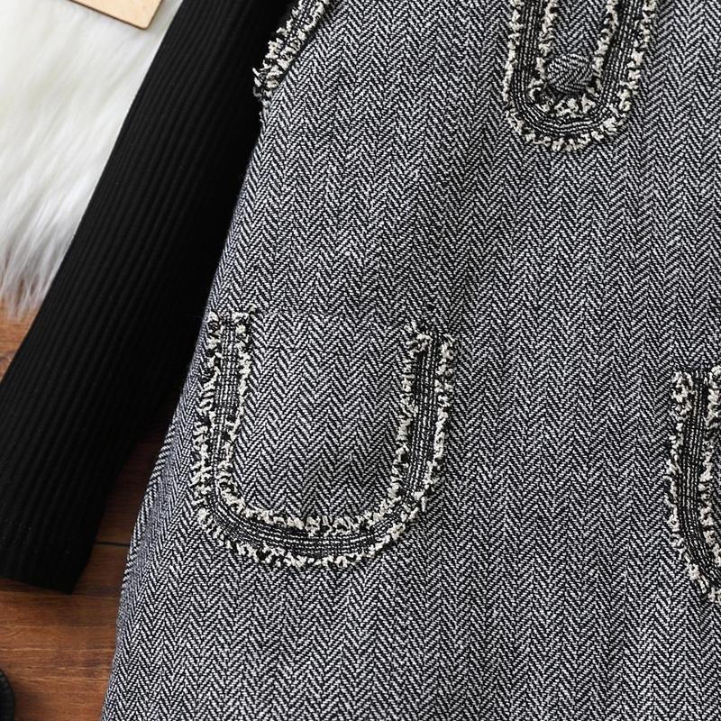 Комплект из топа и майки с длинными рукавами и рюшами для девочек, новинка осени и зимы