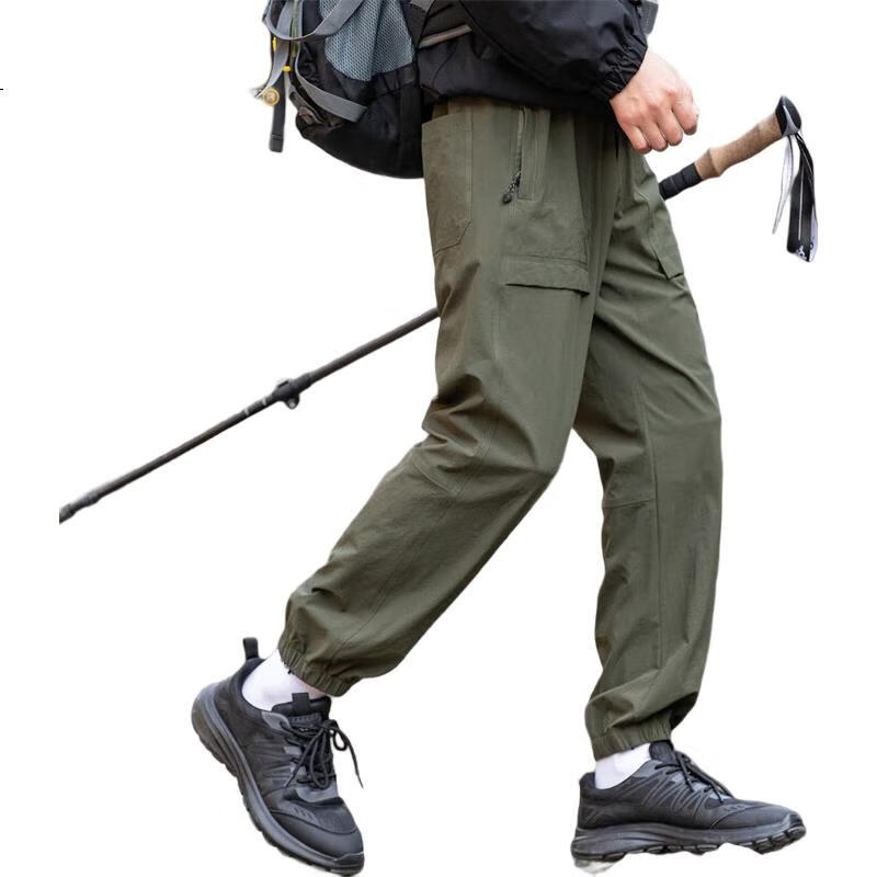 JEEP Men's Cargo Pants, Tactical Casual Trousers, Summer Sports Pants, Paratrooper Long Pants, Army Green, M