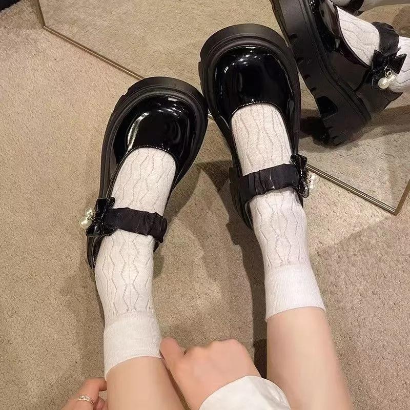 2024 New Fashion Versatile Round Head Female Mary Jane Comfortable Thick Bottom Bow Shallow Mouth Spring and Autumn Zapatos
