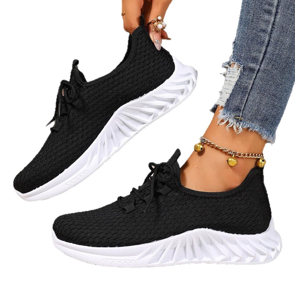 Shoes Women's Summer New Comfortable Women's Sports Shoes Mesh Breathable Lace-up Soft Sole Casual Fashion Women's Single Shoes