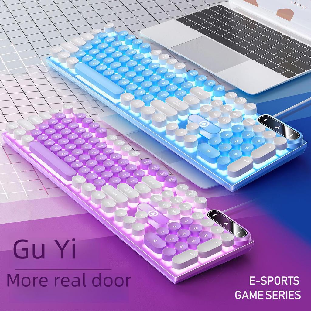 Проводная игровая клавиатура K600 с серебристой резьбой и колпачками в стиле панк