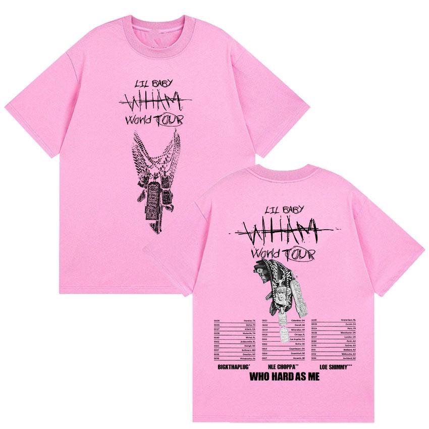 Рэпер Lil Baby Wham World Tour 2025 Принтованные футболки Мужская готическая хип-хоп панк одежда Футболка Мужская Ретро Оверсайз Хлопковая футболка