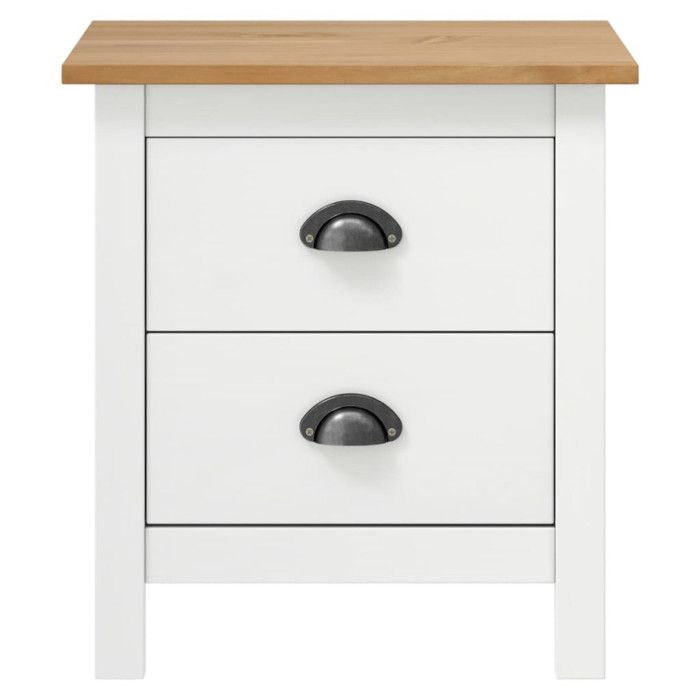 VidaXL 2x Solid Pine Bedside Tables Nightstand Bedside Cabinet with 2 Drawers Storage Bedroom Home 288910