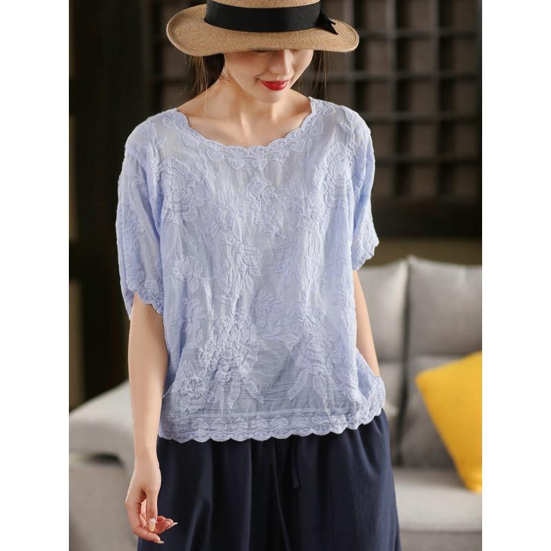 Летняя кружевная футболка с круглым вырезом, женская блузка с коротким рукавом, топы, футболки, повседневная свободная зеленая футболка