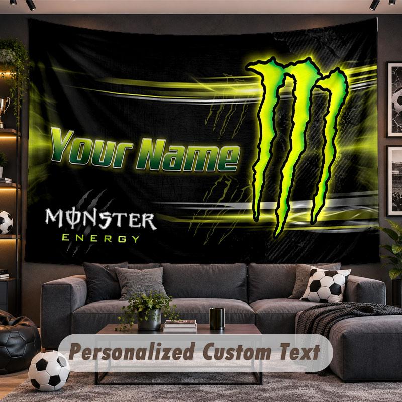 Wall Hanging Tapestry Custom NameMonster Energy Pattern Personalized Printed Fabric Wall Decor