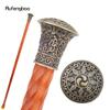 Copper Orange Round Wooden Traditional Fashion Stick Decorative Cospaly Party Wood Walking Cane Halloween Mace Wand Crosier 95cm