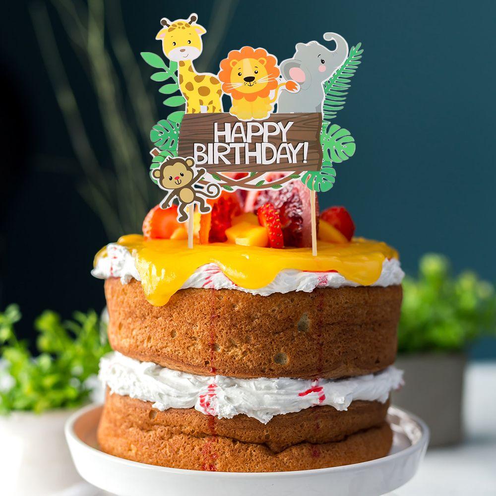 Тема С Днем Рождения Украшения для торта Выбор торта Животные джунглей Украшения для торта на день рождения