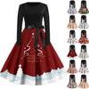 Women's Fashion Vintage Long Sleeve Round Neck Christmas Printed Evening Party Dresses Dresses