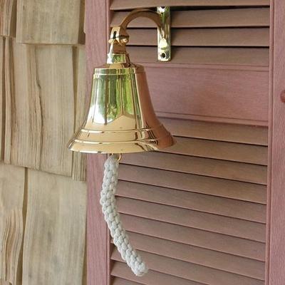 Морской латунный колокольчик в морской тематике, 100% чистая латунь, дневные часы, колокольчик, декор для лодок с веревочным ремешком