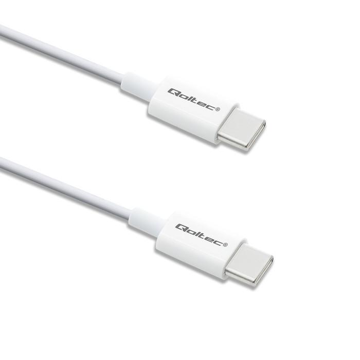 Qoltec Kabel USB 2.0 typ C |  USB 2.0 typ C 60W | QC 3.0 |  PD | 1m | Biały