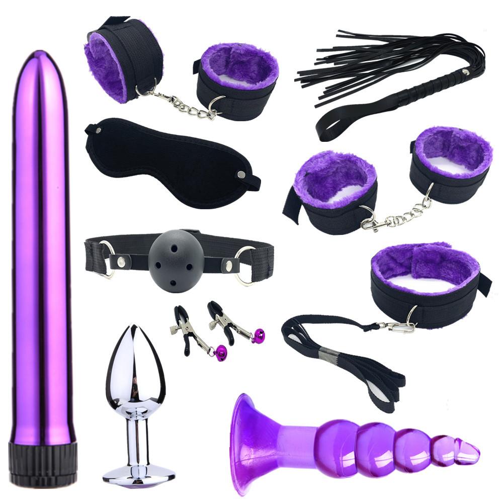 Сексуальный нейлоновый комплект БДСМ, плюшевый секс-бондажный набор, наручники, секс-игра, кнут, кляп, зажим для сосков, секс-игрушка