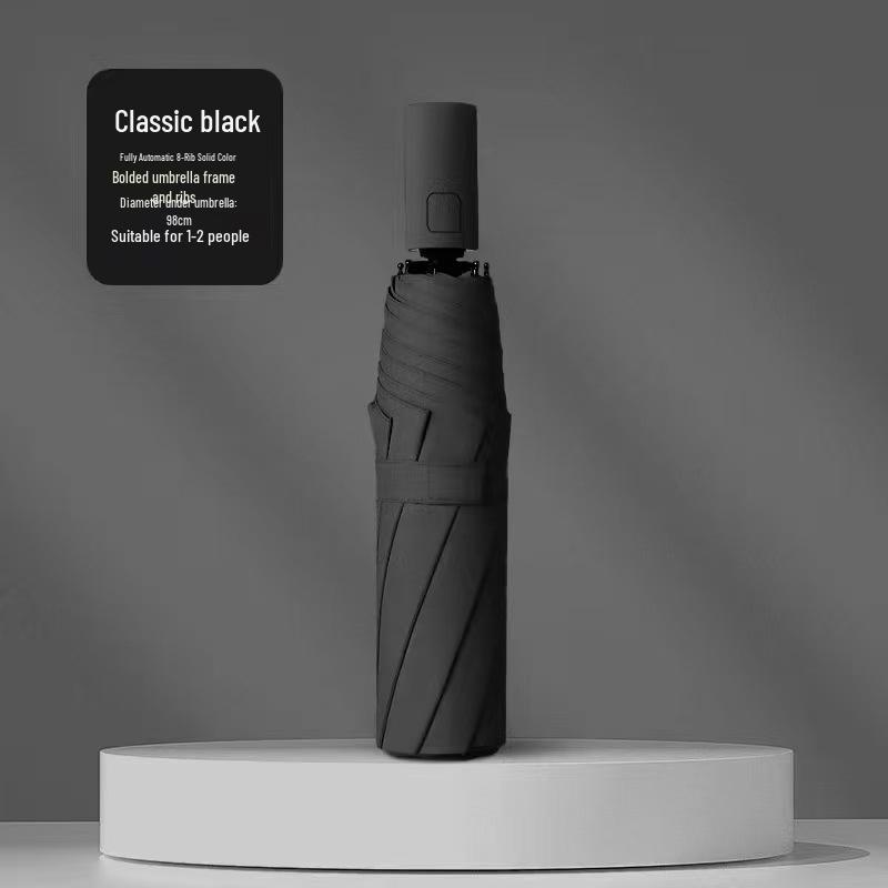 Полностью автоматический трехслойный зонт с черным клеем и защитой от УФ-лучей с логотипом для дождя или солнца
