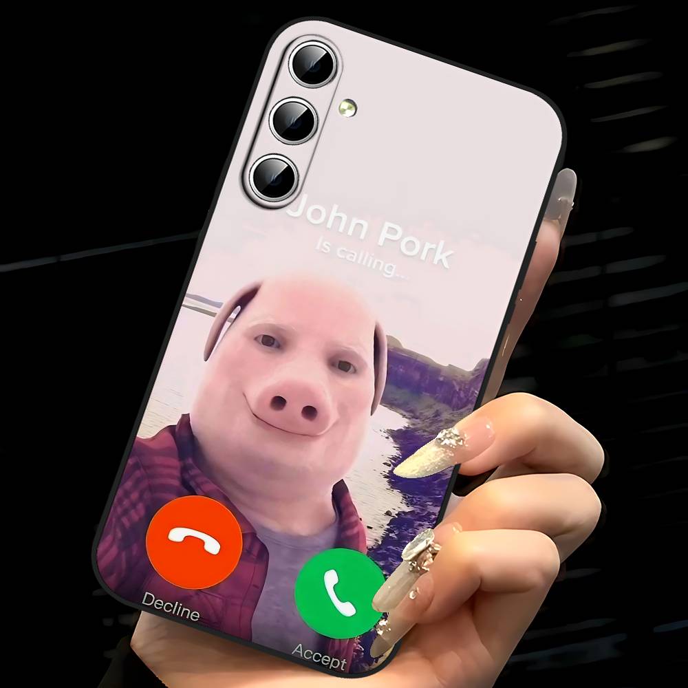 John Pork Звонит Чехол для телефона с функцией ответа на звонок Для Samsung Galaxy S21 S22 S23 S24ULTRA S25ULTRA FE Ultra Plus5G A52S S26 Мягкий чехол