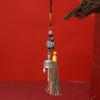 Tibetan Six-Character Mantra Hand-Cranked Wheel Keychain Pendant with Tassel
