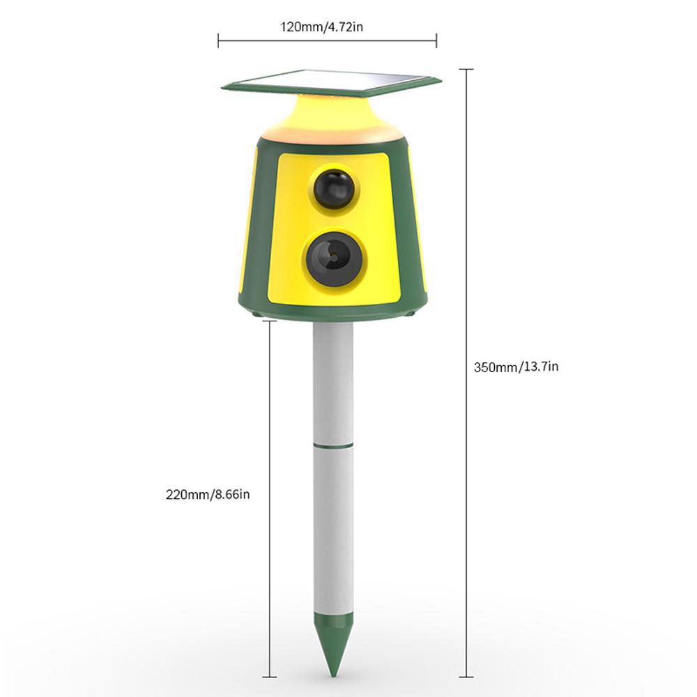 Solar Animal Repeller 360 Degrees  Ultrasonics Rodent Repellent Waterproof with PIR Sensor 5 Modes for