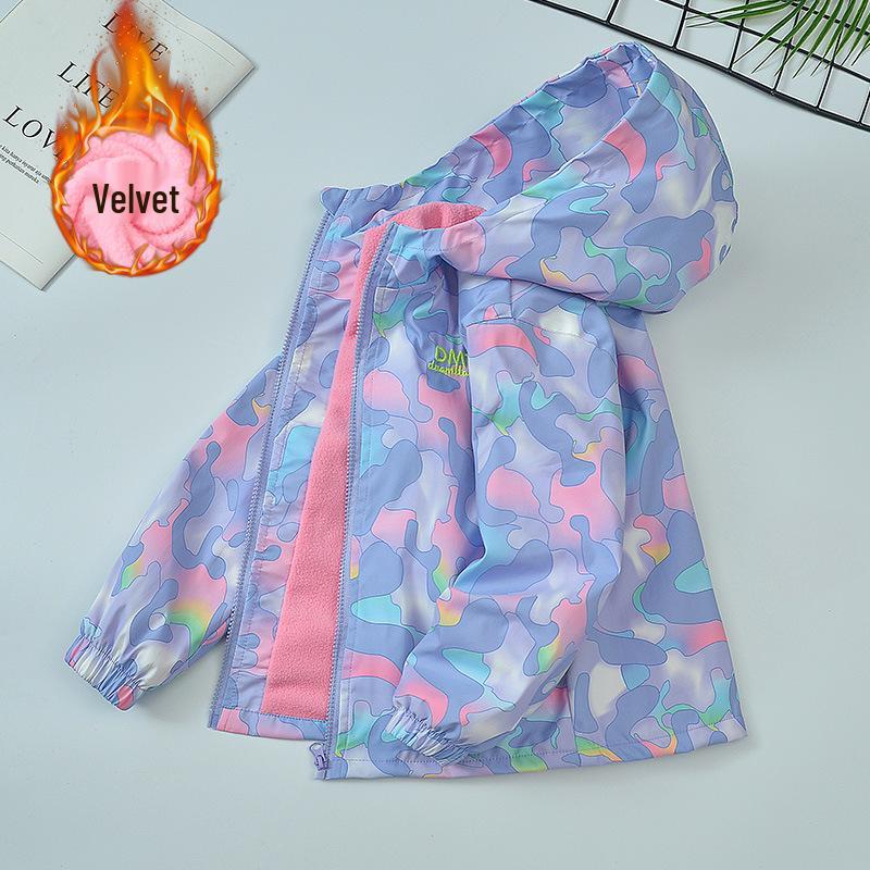 Girls' Korean Style Fleece-Lined Windbreaker - Autumn/Spring Fashion