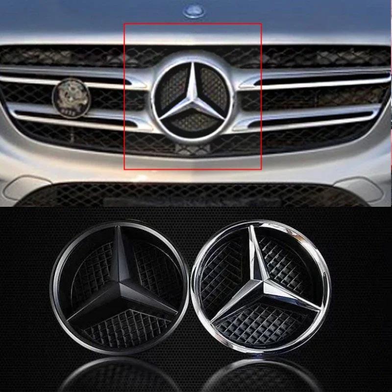 XIMZZ1 For AMG Benz Car Front Grilled Star Emblem Logo Black border and silver border decoration for Mercedes Benz W205 C E ML GL GLA C